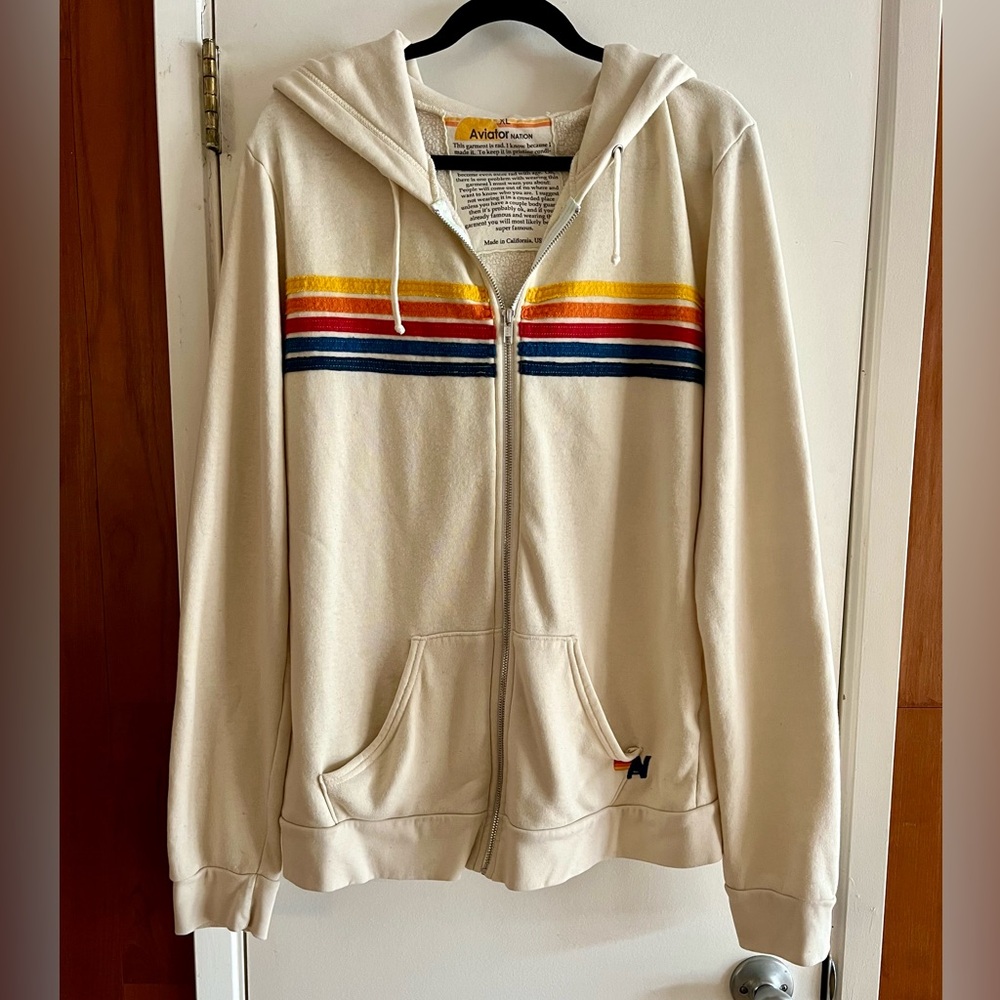Aviator Nation 5 Stripe Zip Up Hoodie - Picture 1 of 4